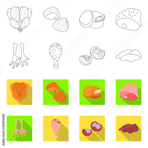 Vector design of product and poultry symbol. Collection of product and agriculture stock symbol for web.