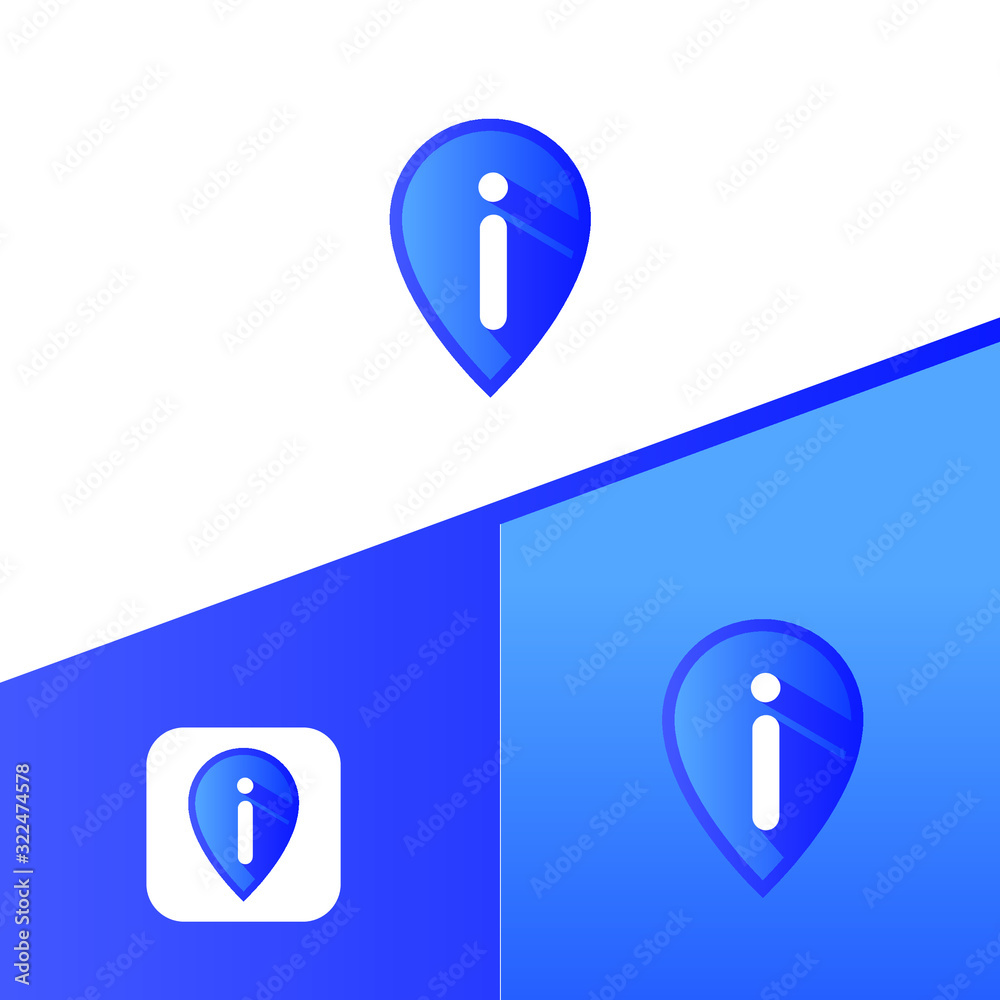Letter i With Map Pointer icon or logo design template elements