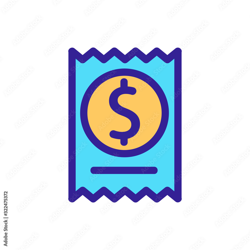 receipt dollar icon vector. Thin line sign. Isolated contour symbol illustration receipt dollar icon vector. Thin line sign. Isolated contour symbol illustration