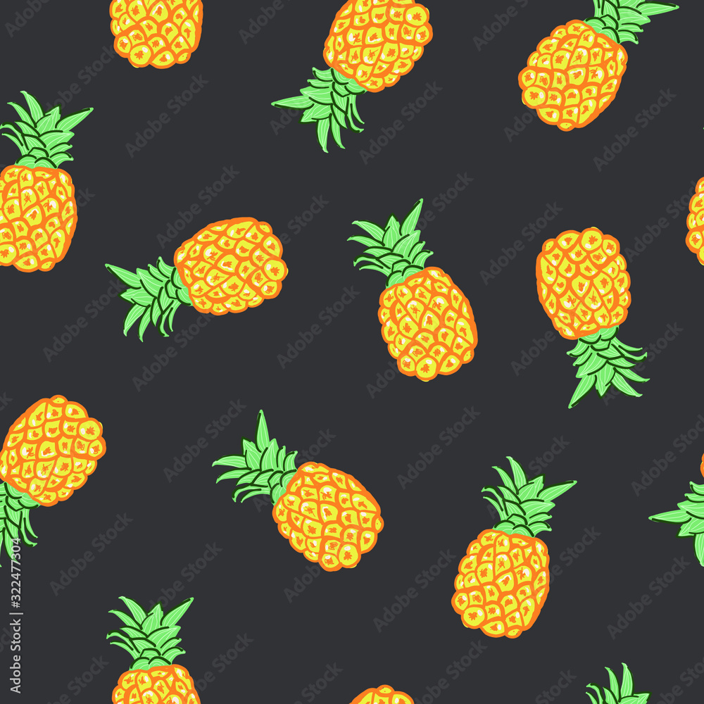 Seamless pattern with pineapples - vector illustration Seamless pattern with pineapples - vector illustration