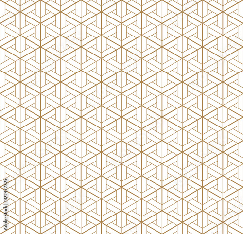 Seamless japanese pattern shoji kumiko in golden.Diamonds grid.