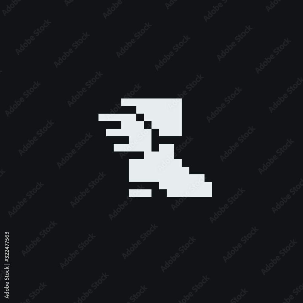 Vecteur Stock Boot with wings. Speed boots pixel art 1-bit icon, design for  web, sticker, logo, mobile app, isolated black and white vector  illustration. Game assets. | Adobe Stock