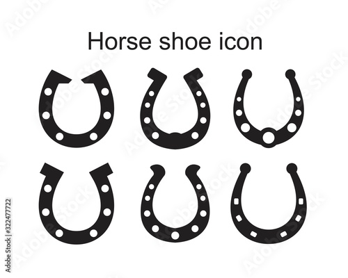 Fototapeta Horse shoe Icon template black color editable. Horse shoe Icon symbol Flat vector illustration for graphic and web design.