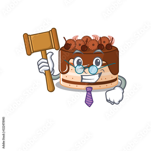 Bild auf Leinwand Smart Judge chocolate cake in mascot cartoon character style