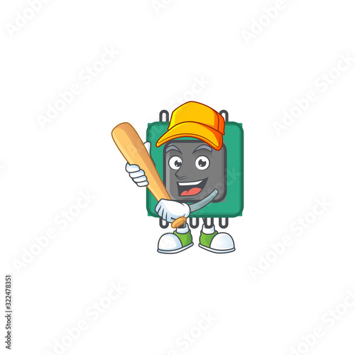 An active healthy RAM mascot design style playing baseball