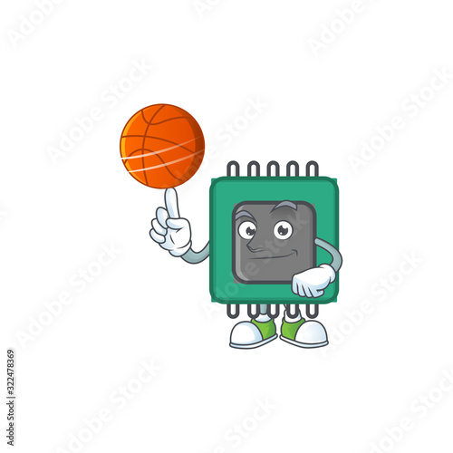 a strong RAM cartoon character with a basketball