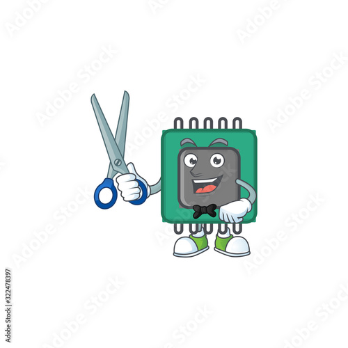 Happy smiling barber RAM mascot design style