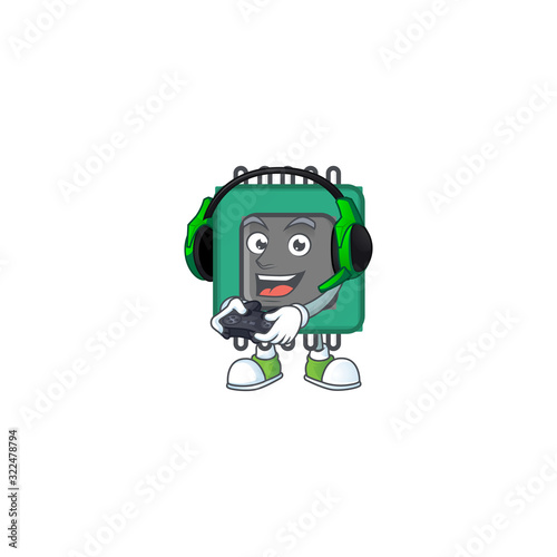 RAM cartoon picture play a game with headphone and controller