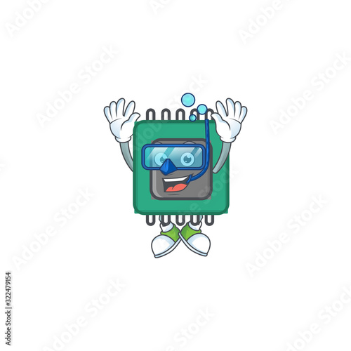 A mascot icon of RAM wearing Diving glasses