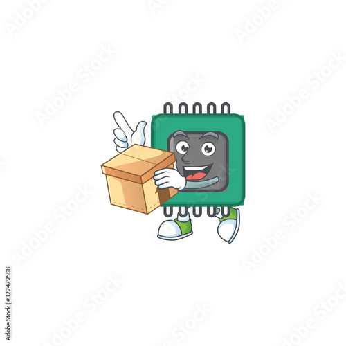 A charming RAM mascot design style having a box