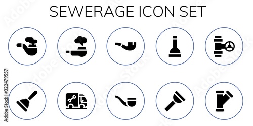 Modern Simple Set of sewerage Vector filled Icons