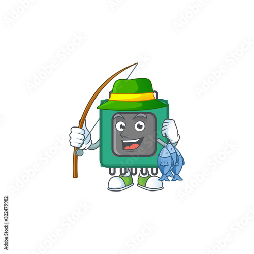 A mascot design of Fishing RAM with 3 fishes