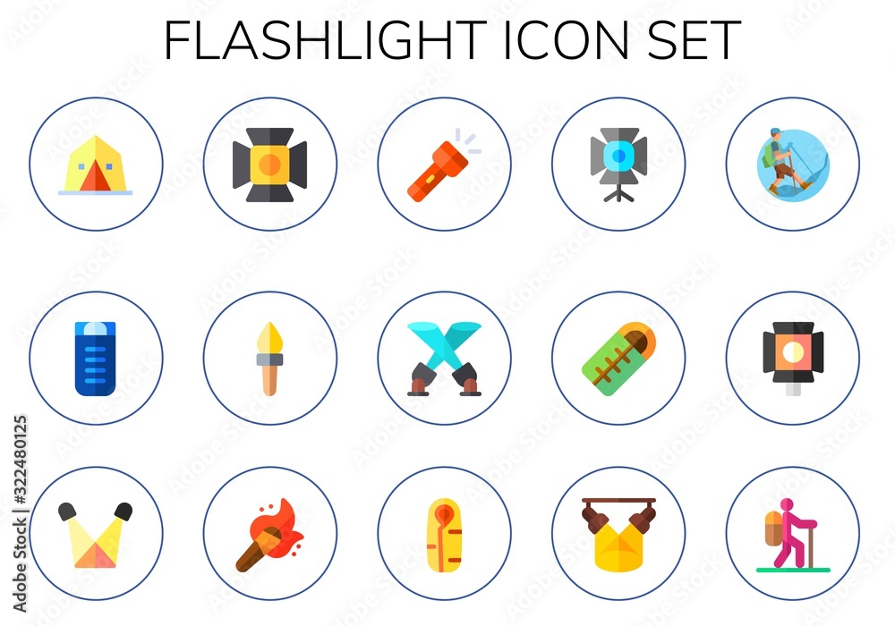 Modern Simple Set of flashlight Vector flat Icons