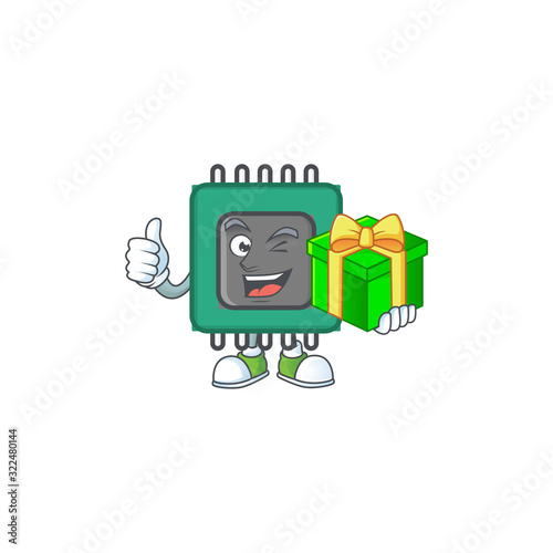 Cute RAM character holding a gift box