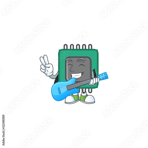 A cartoon character of RAM playing a guitar