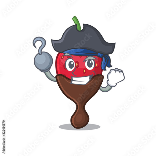 Cute chocolate strawberry mascot design with a hat