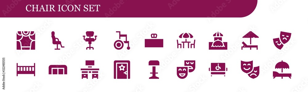 Modern Simple Set of chair Vector filled Icons Modern Simple Set of chair Vector filled Icons