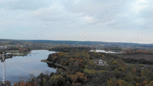 Aerial shot of Kolbudy village in Pomeranian Voivodeship, part od cassubia in Poland. photo