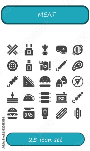 Modern Simple Set of meat Vector filled Icons