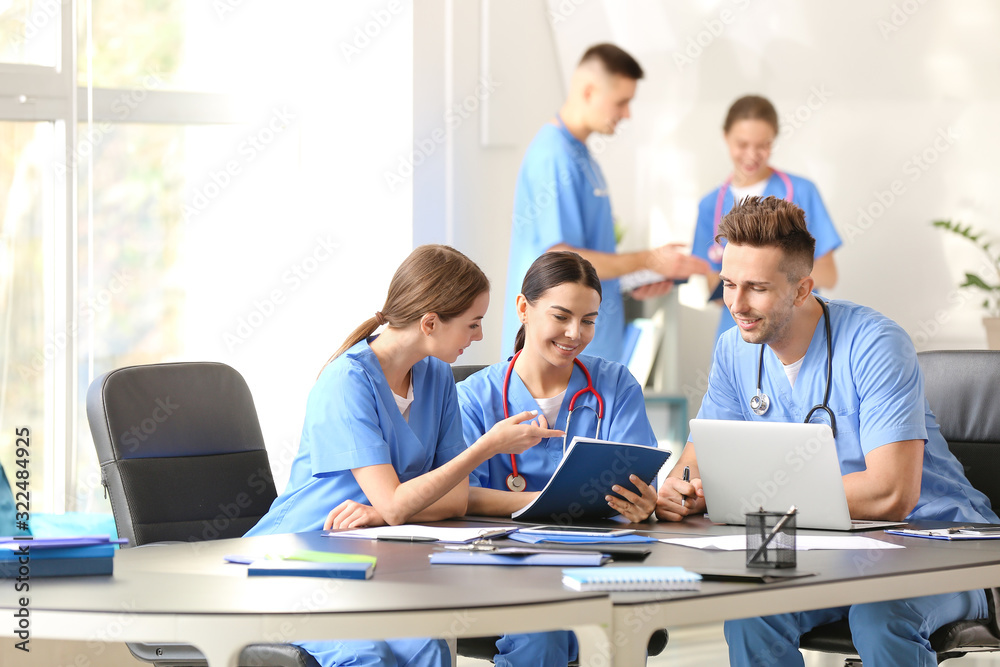 Group of students at medical university Group of students at medical university