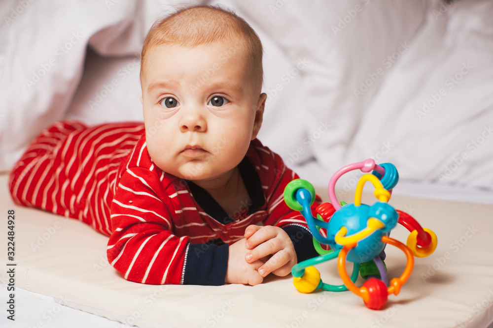 Obraz premium Close up portrait, newborn baby boy