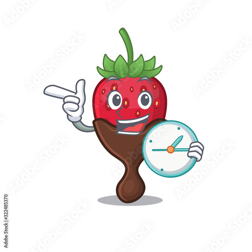 cartoon character concept chocolate strawberry having clock