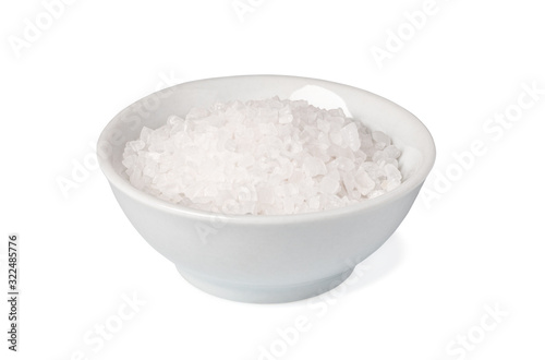 bowl of salt on white background