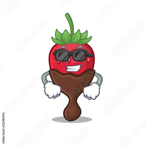 Super cool chocolate strawberry character wearing black glasses