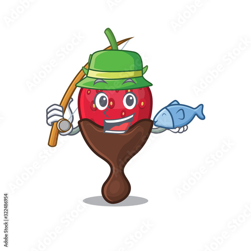 A Picture of happy Fishing chocolate strawberry design