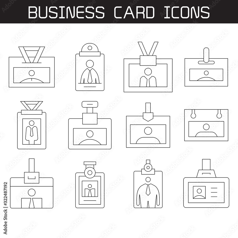 employees id cards and business card icons set line design employees id cards and business card icons set line design