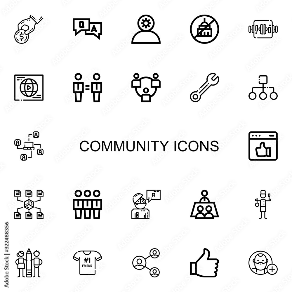 Editable 22 community icons for web and mobile