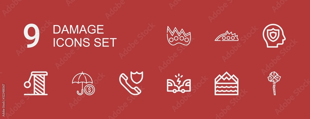 Editable 9 damage icons for web and mobile Editable 9 damage icons for web and mobile
