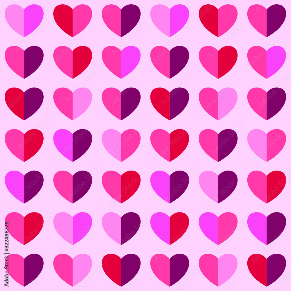 Pink half hearts geometric pattern