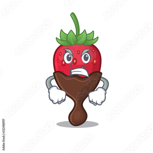 Chocolate strawberry cartoon character style having angry face