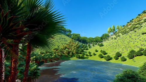 Jungle hills in Okinawa  Japan 3d rendering