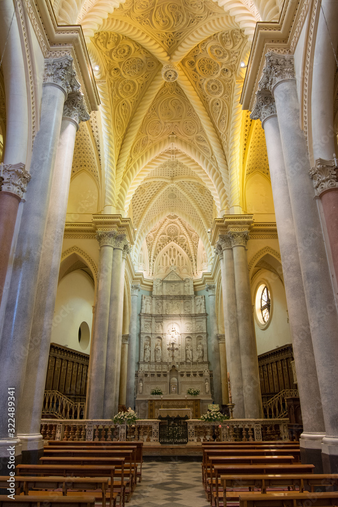 Erice, Sicily, Italy. Interior the Erice cathedral, the main place of worship and mother church of Erice.