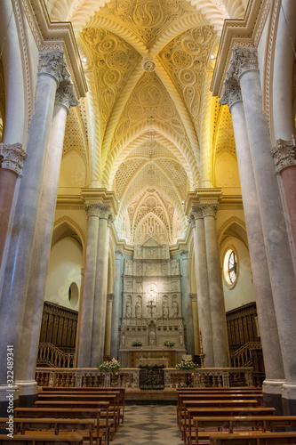 Erice  Sicily  Italy. Interior the Erice cathedral  the main place of worship and mother church of Erice.