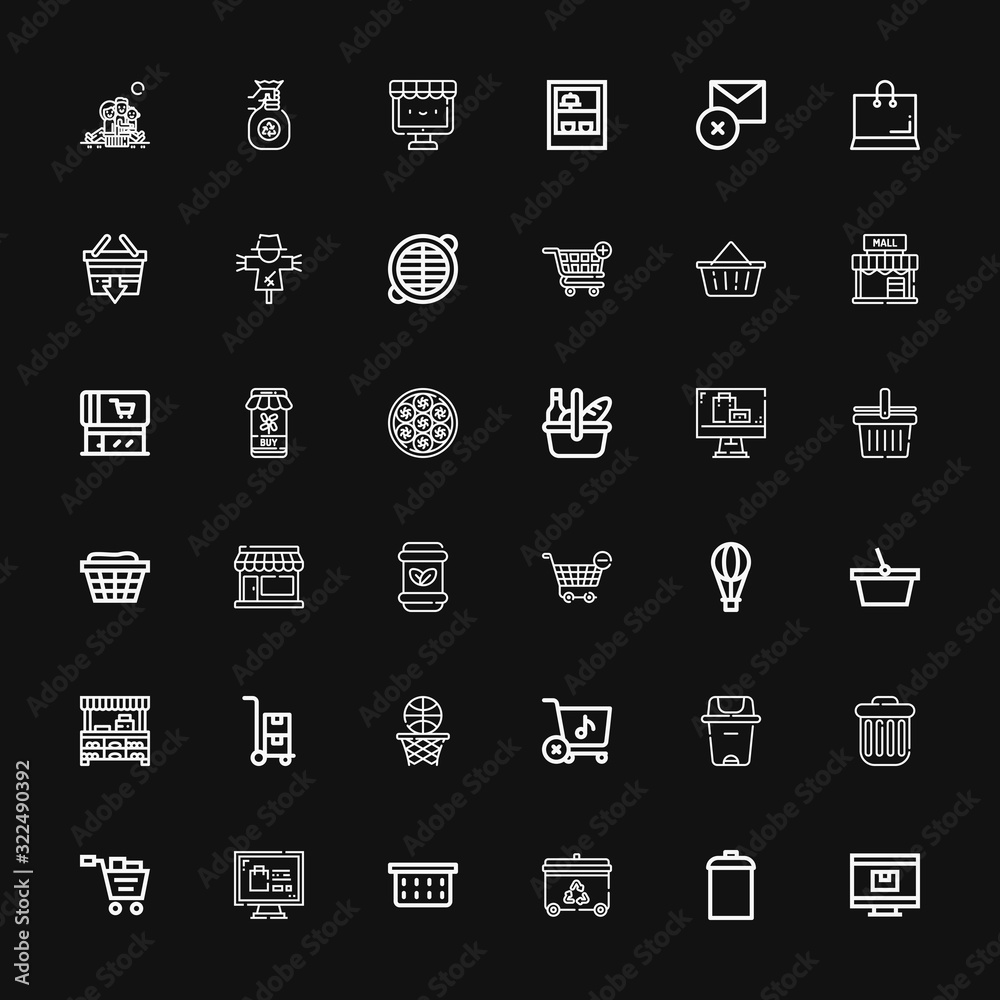 Editable 36 basket icons for web and mobile