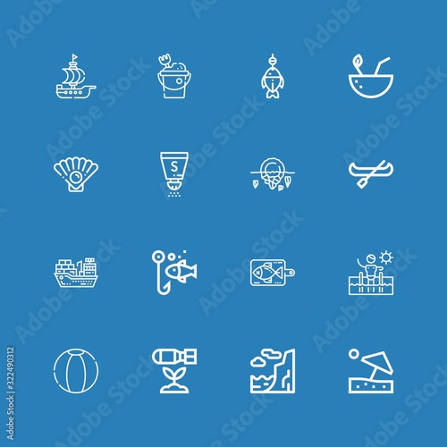 Editable 16 sea icons for web and mobile