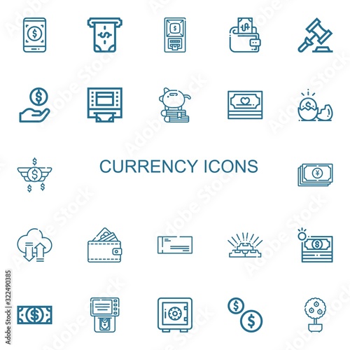 Editable 22 currency icons for web and mobile