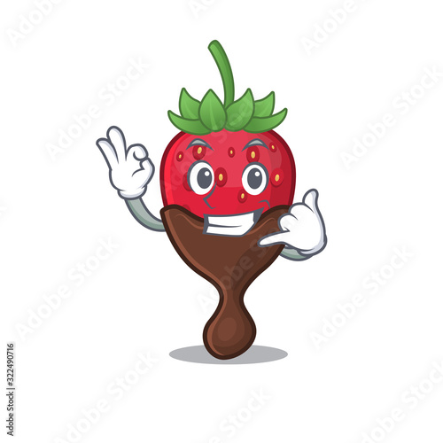 Call me funny chocolate strawberry cartoon character concept
