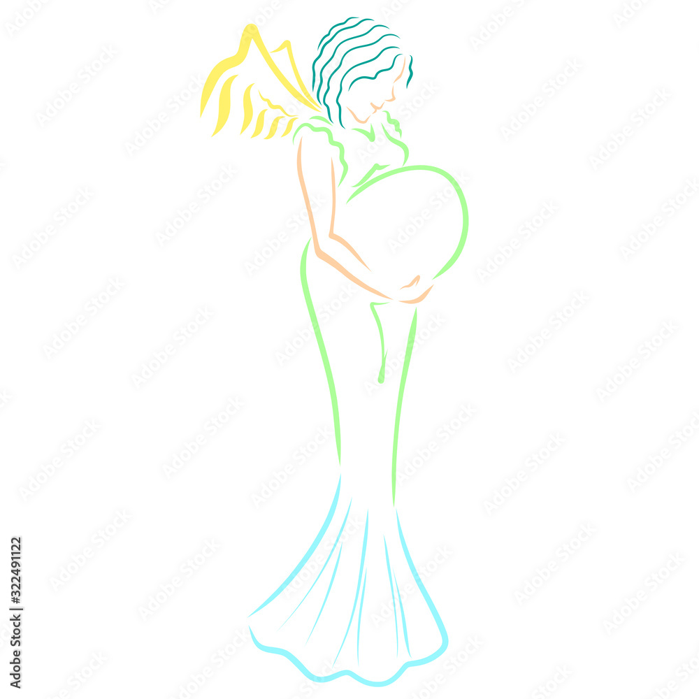 pregnant winged lady in a long dress pregnant winged lady in a long dress