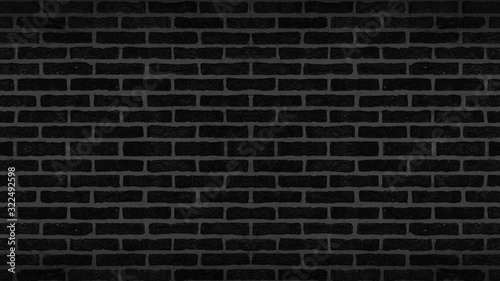 Dark black anthracite rustic brick wall texture banner