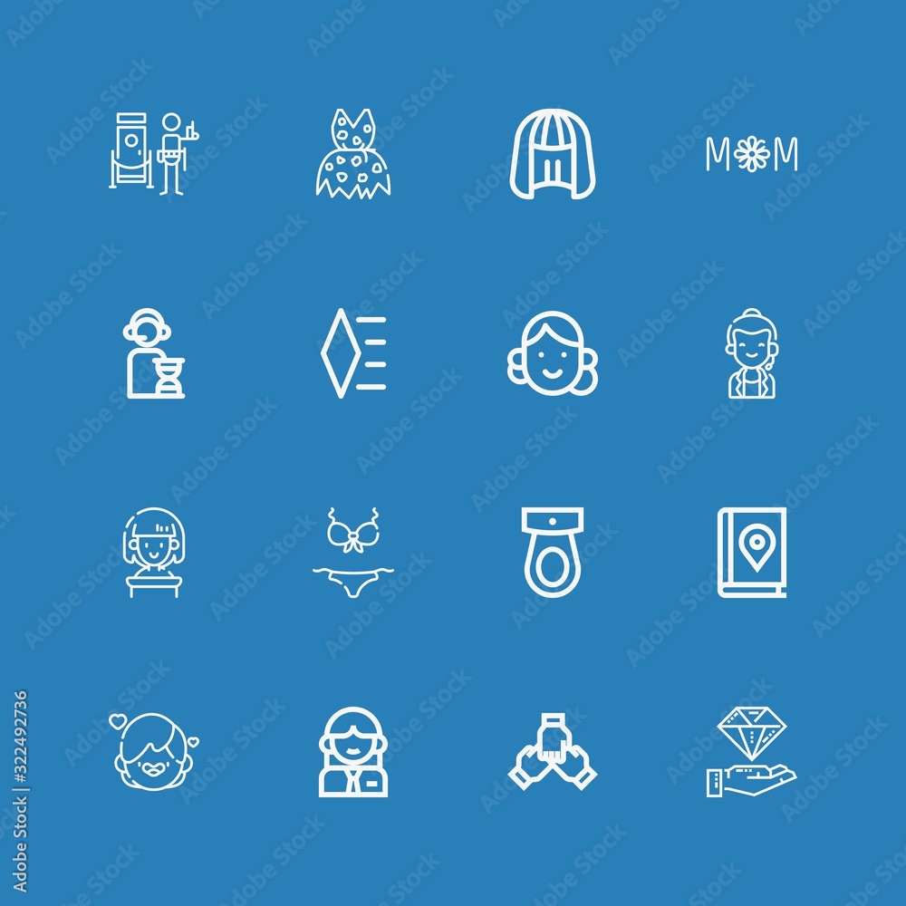 Editable 16 woman icons for web and mobile