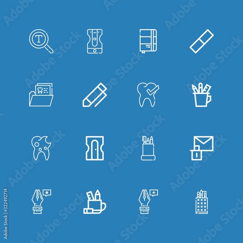 Editable 16 stationery icons for web and mobile