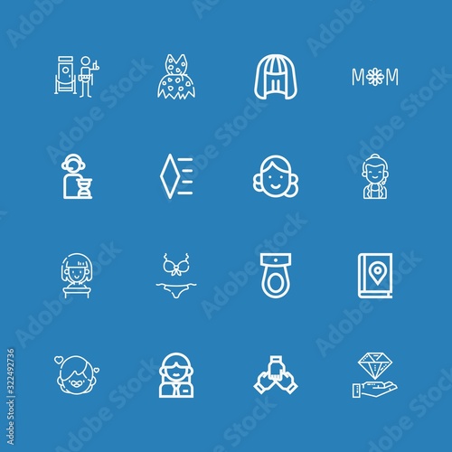 Editable 16 woman icons for web and mobile