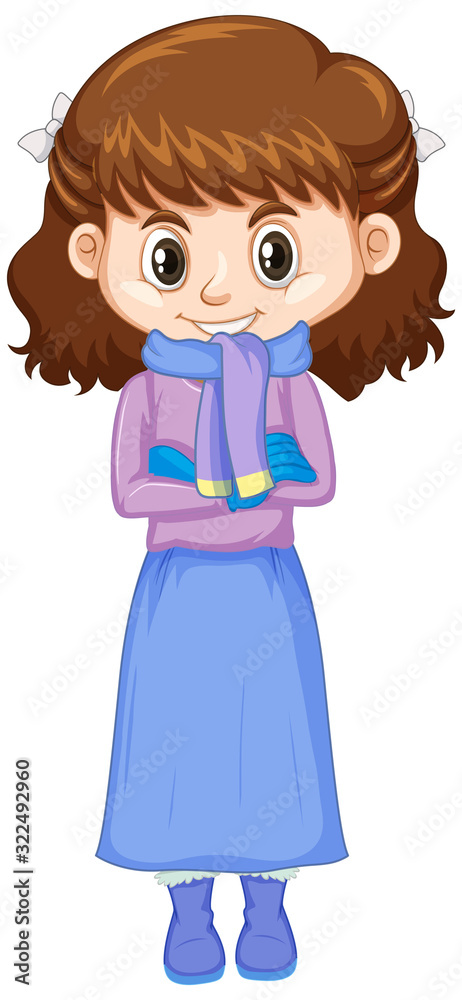 Cute girl wearing winter clothes on white background Cute girl wearing winter clothes on white background