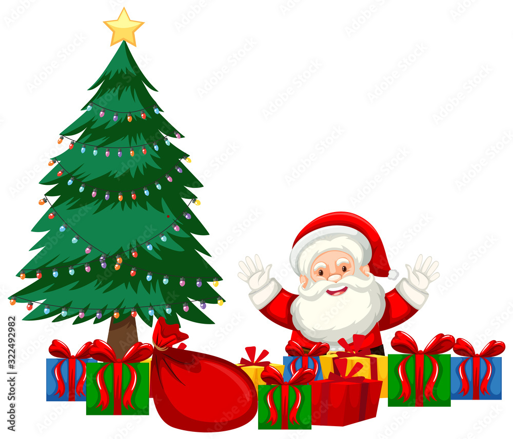 Christmas theme with Santa and presents Christmas theme with Santa and presents