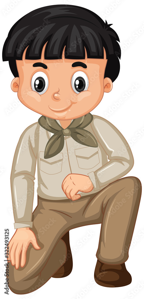 Boy in safari outfit sitting on white background Boy in safari outfit sitting on white background
