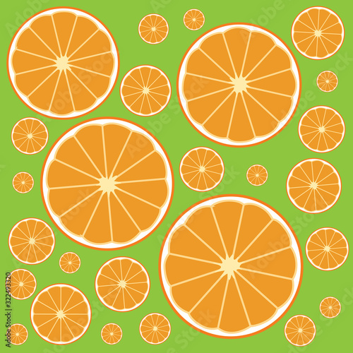 Seamless background pattern with slices of oranges